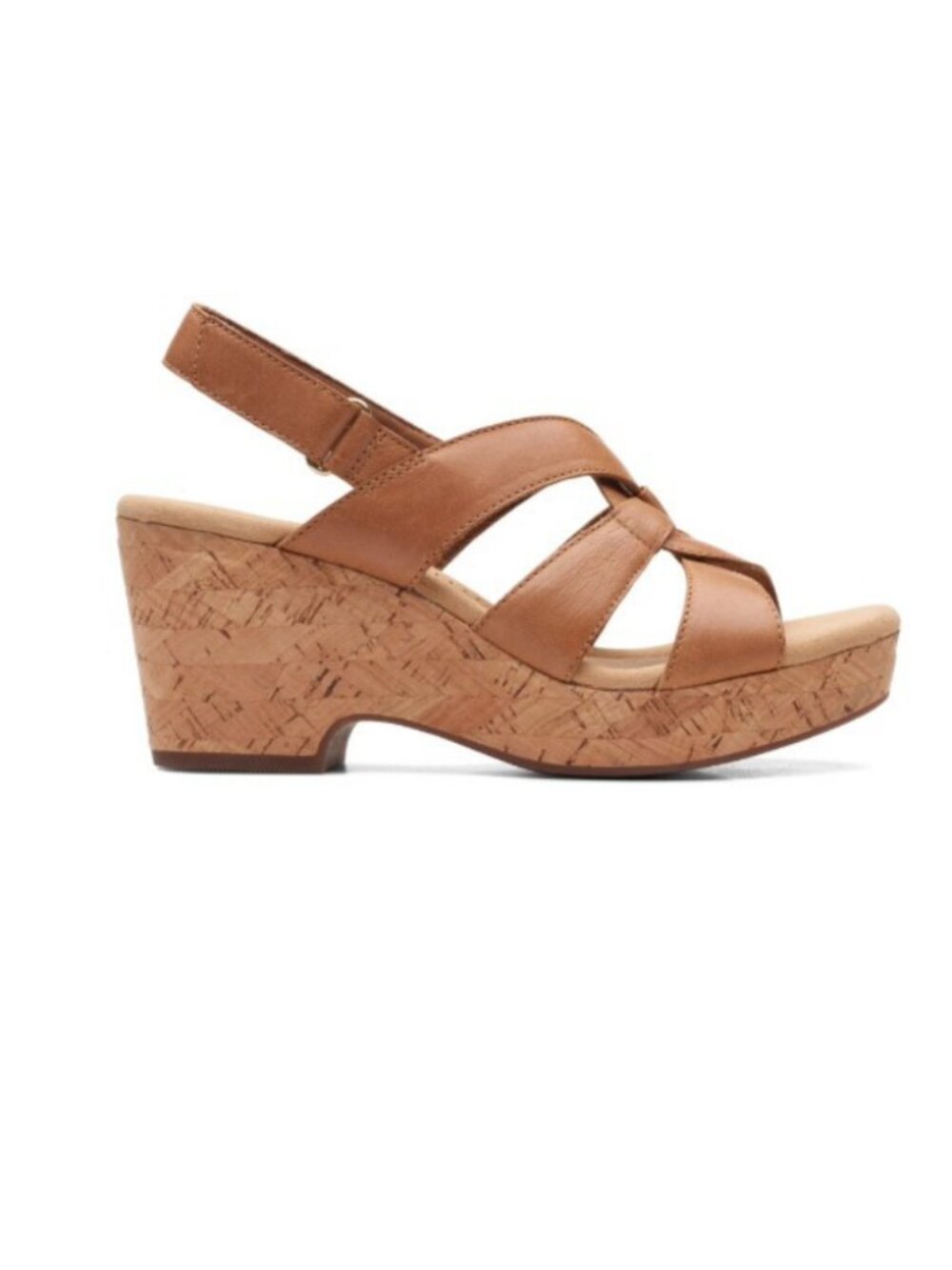 Clarks Women's Giselle Beach Tan Leather Wedge Sandal 26164796